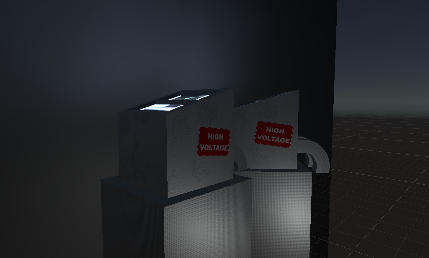 In Unity - note the emissive lighting splashed on the wall