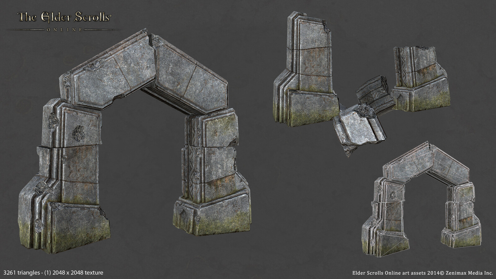 Final in game model for an Ancient Stone Arch created for ESO