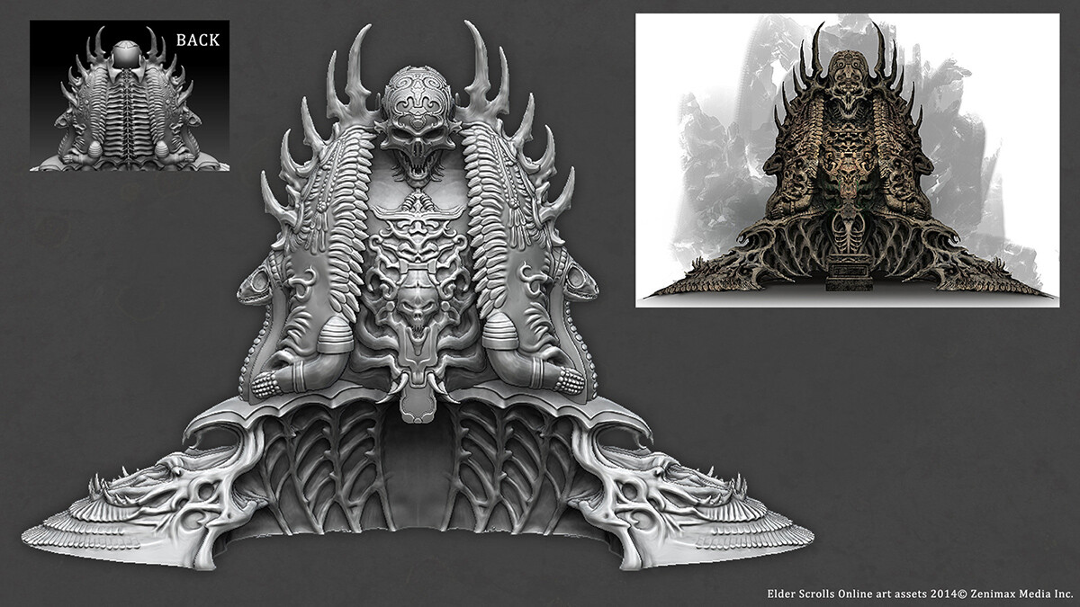 WIP of Zbrush sculpt for Sithis Shrine model created for ESO.