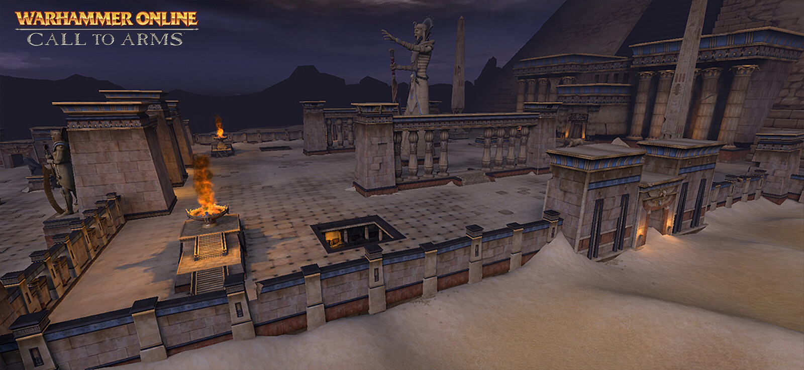 Main Causeway Area - Statues and Main Pyramid created by fellow artist. Responsible for a majority of the remaining assets in scene as well as layout and design of area.