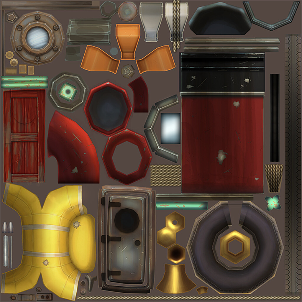 Texture sheet created for Tug boat asset for Dark Tonics Legends of the Brawl