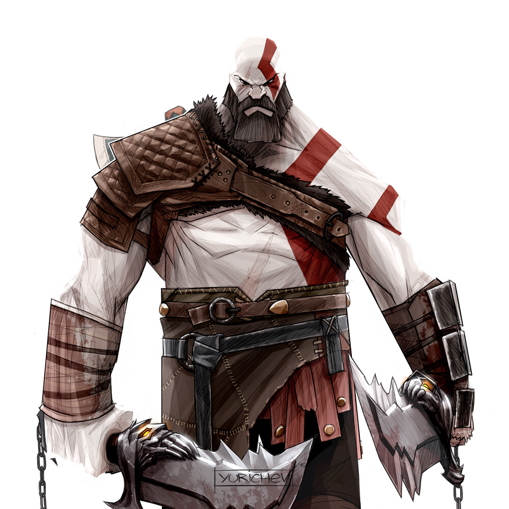 kratos god of war 3 full body drawing
