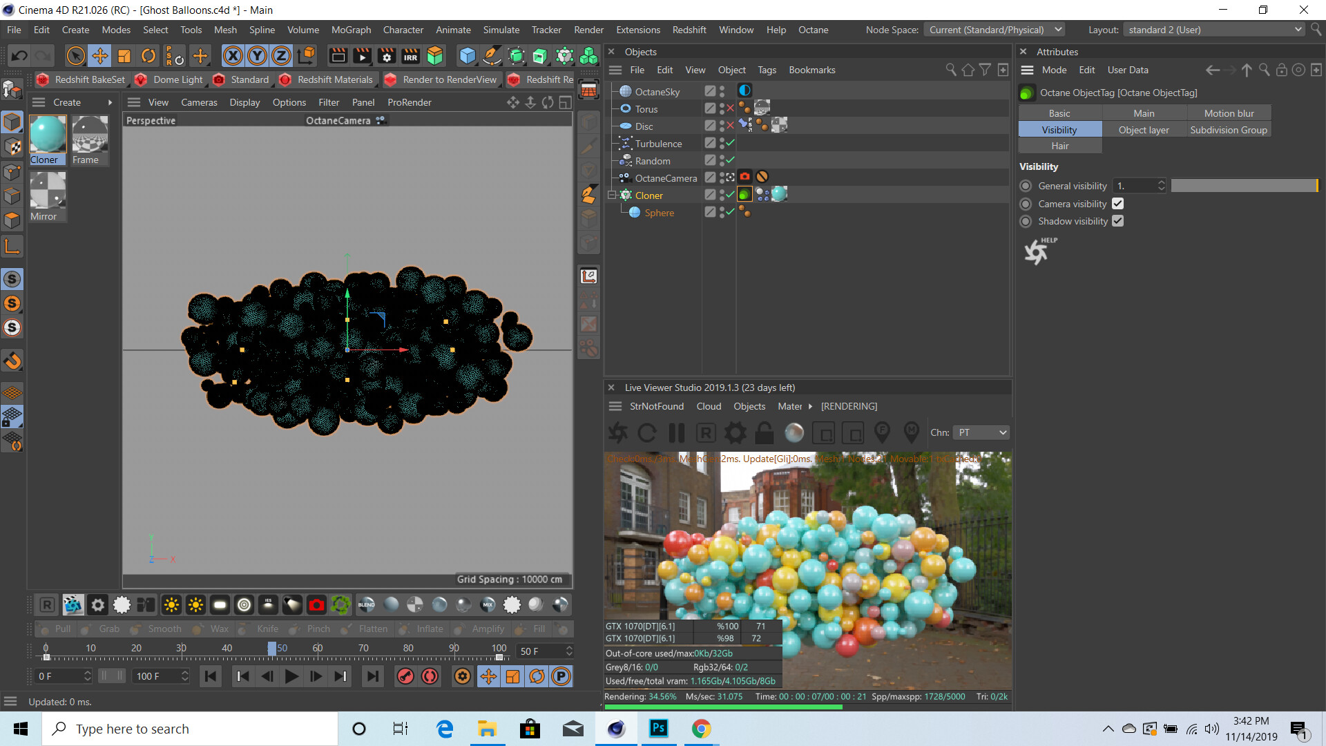 Artstation Ghost Balloons Animation Cinema 4d R21 Octane