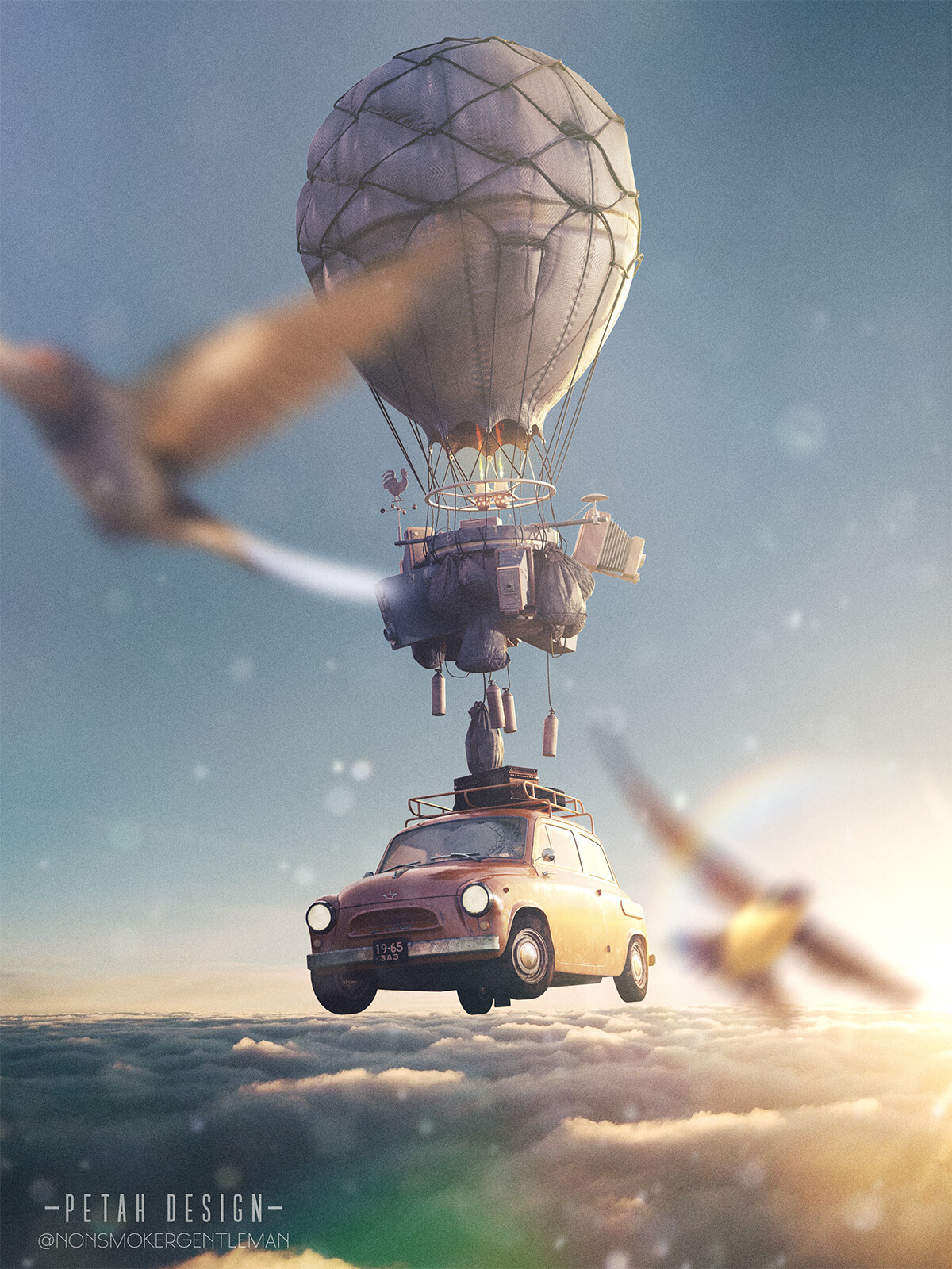 Up above. Manipulation Air Balloon in Photoshop. Manipulation Design. From up above Twinjabi. Truck Balloon sales Manipulation.