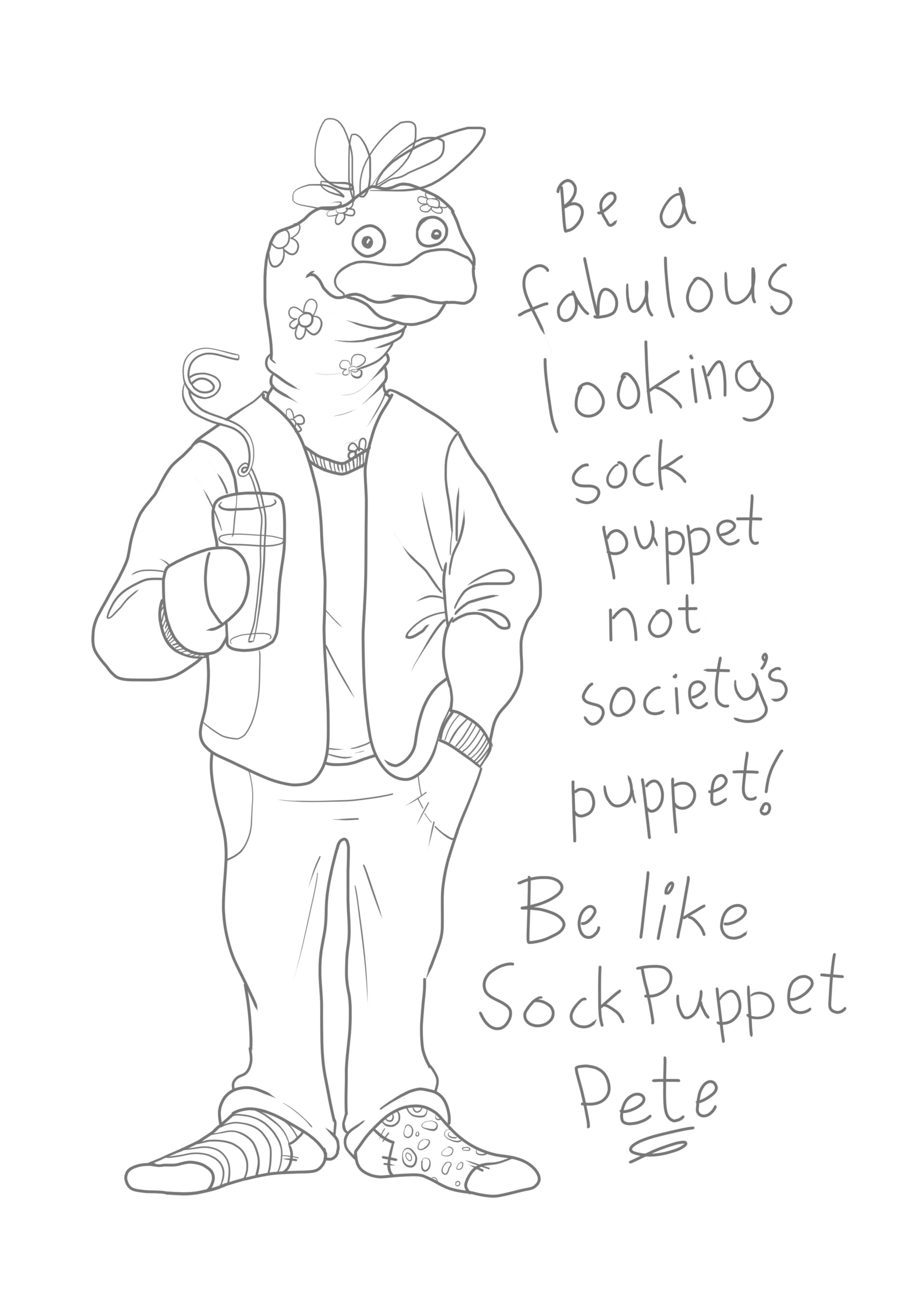 ArtStation Fabulous Sock Puppet Pete (just the line work)
