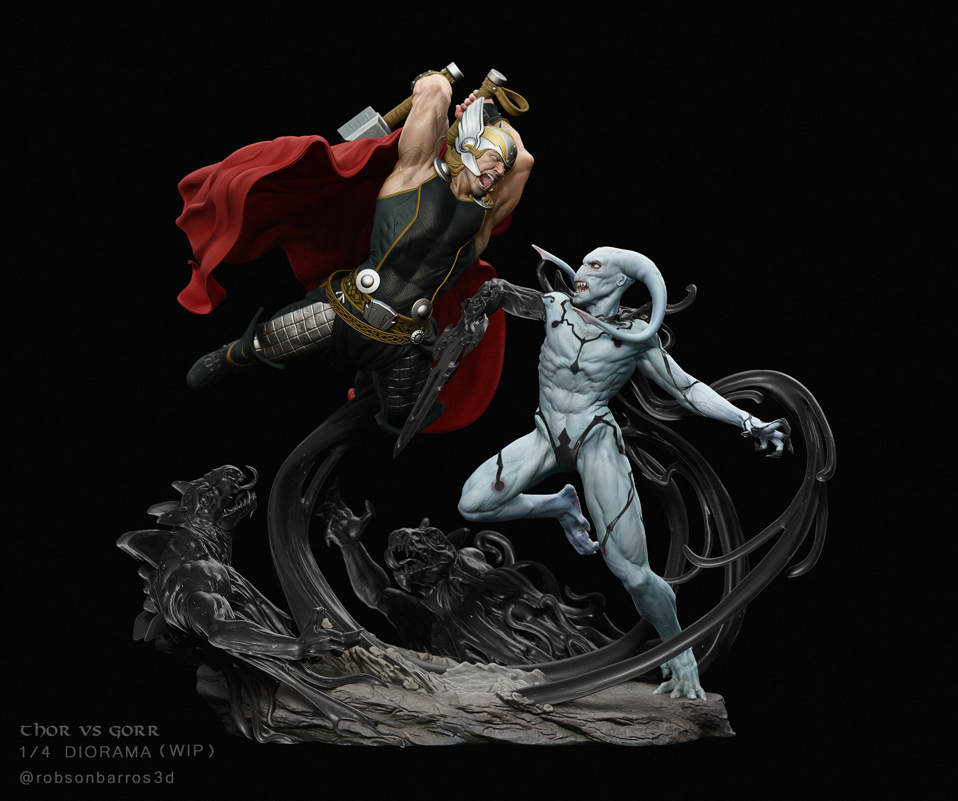 ArtStation - Thor vs Gorr 1/4 Diorama Fanart, Robson Barros