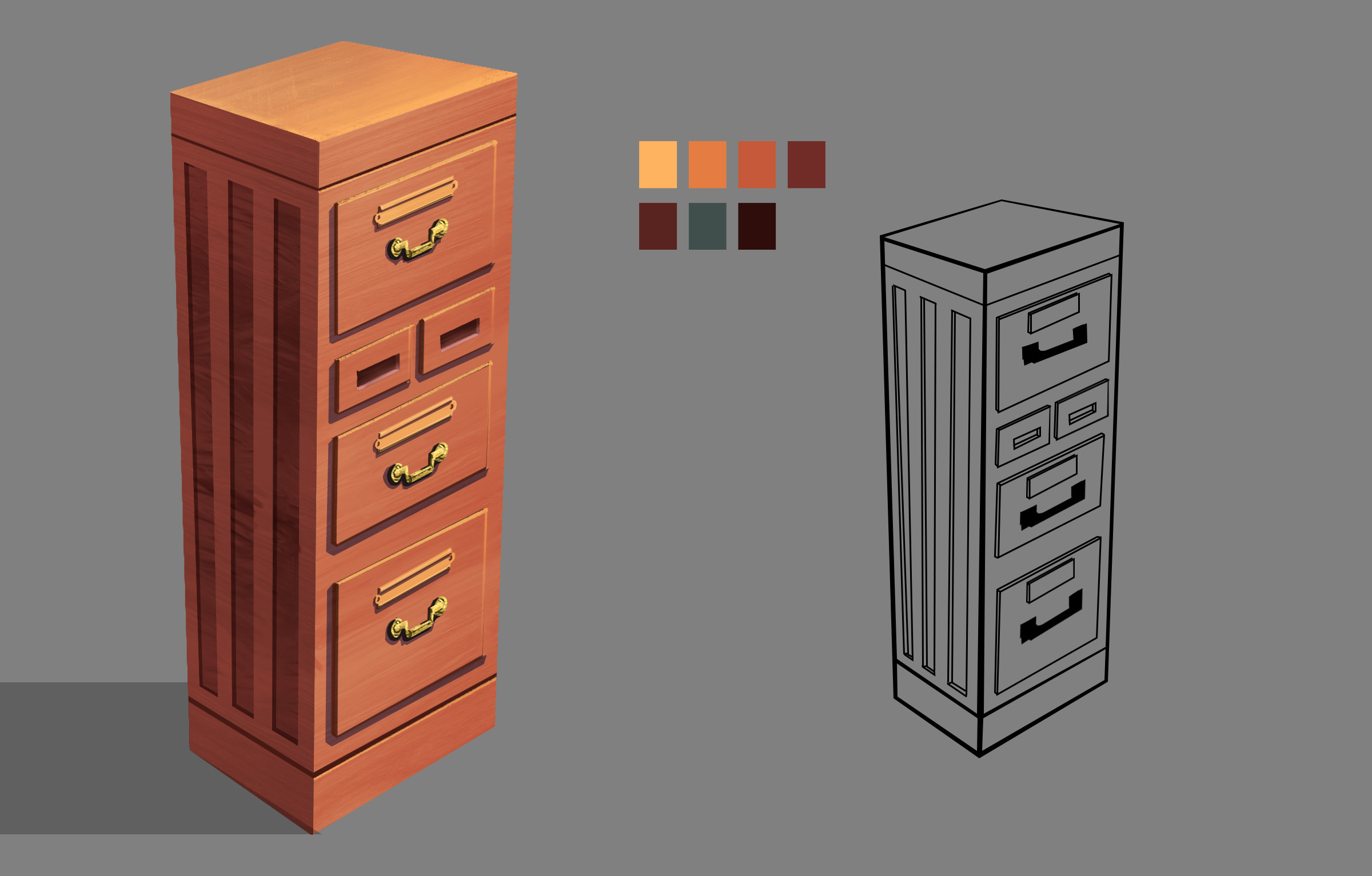 A Prop Design of file cabinet from the Edwardian Era. 