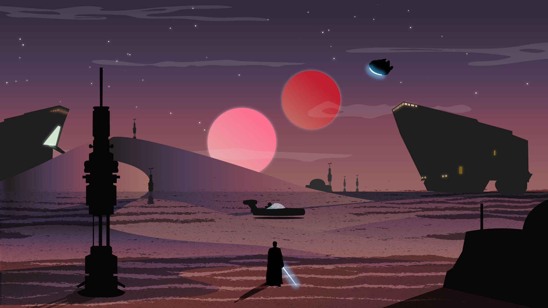Binary sunset wallpaper top