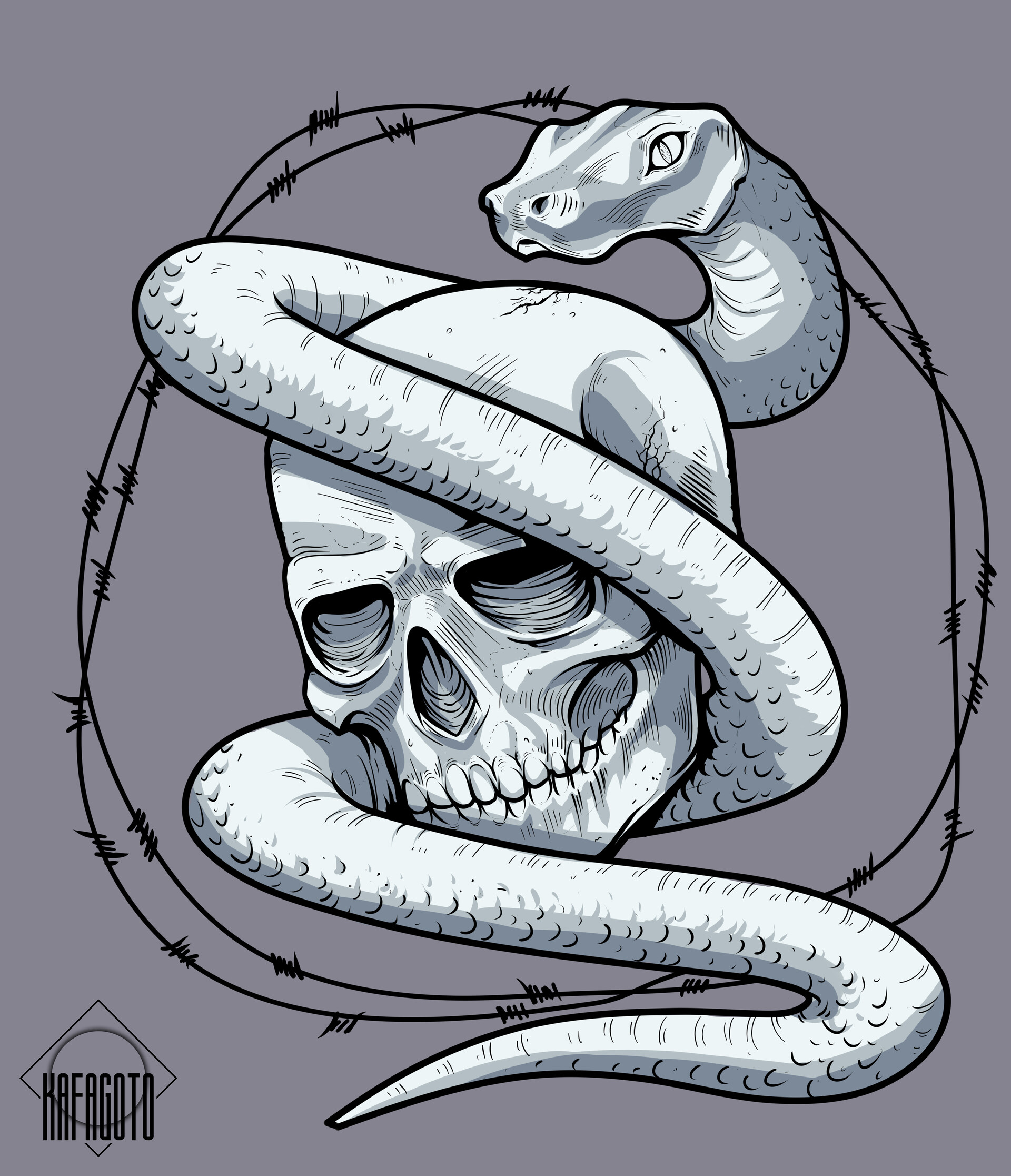 skull and snake a sketch isa khadykov