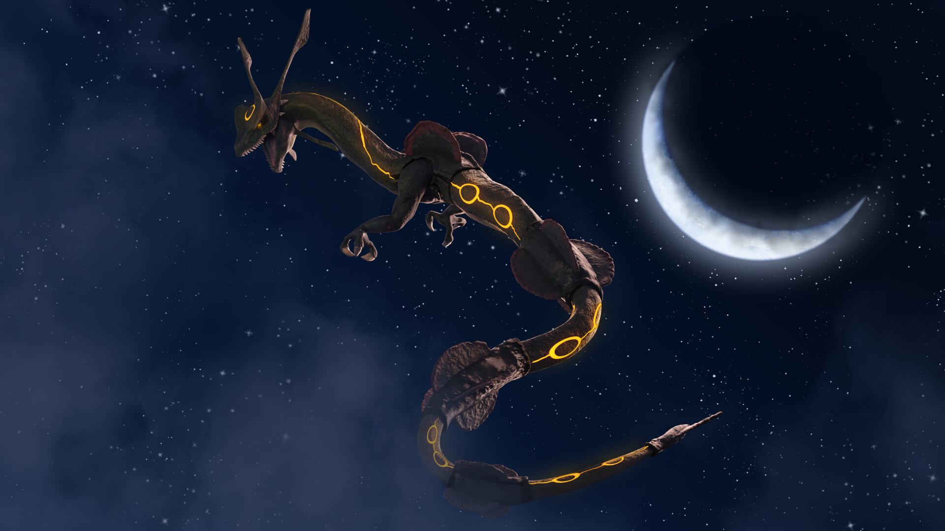 Download Rayquaza, Legendary Flying Pokémon and Jirachi Shining in the Sky  Wallpaper