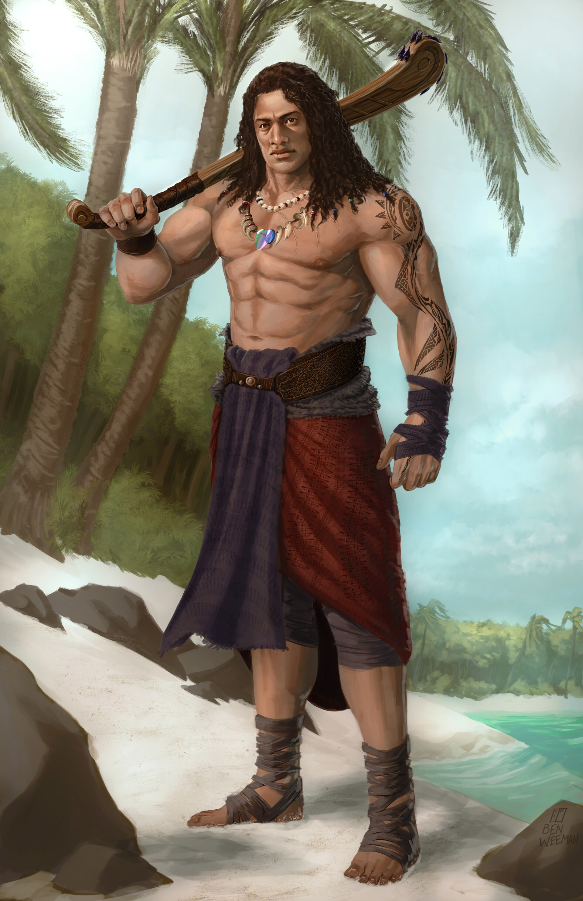 Artstation Tribal Warrior Ben Weeman,Anime Character Exercises