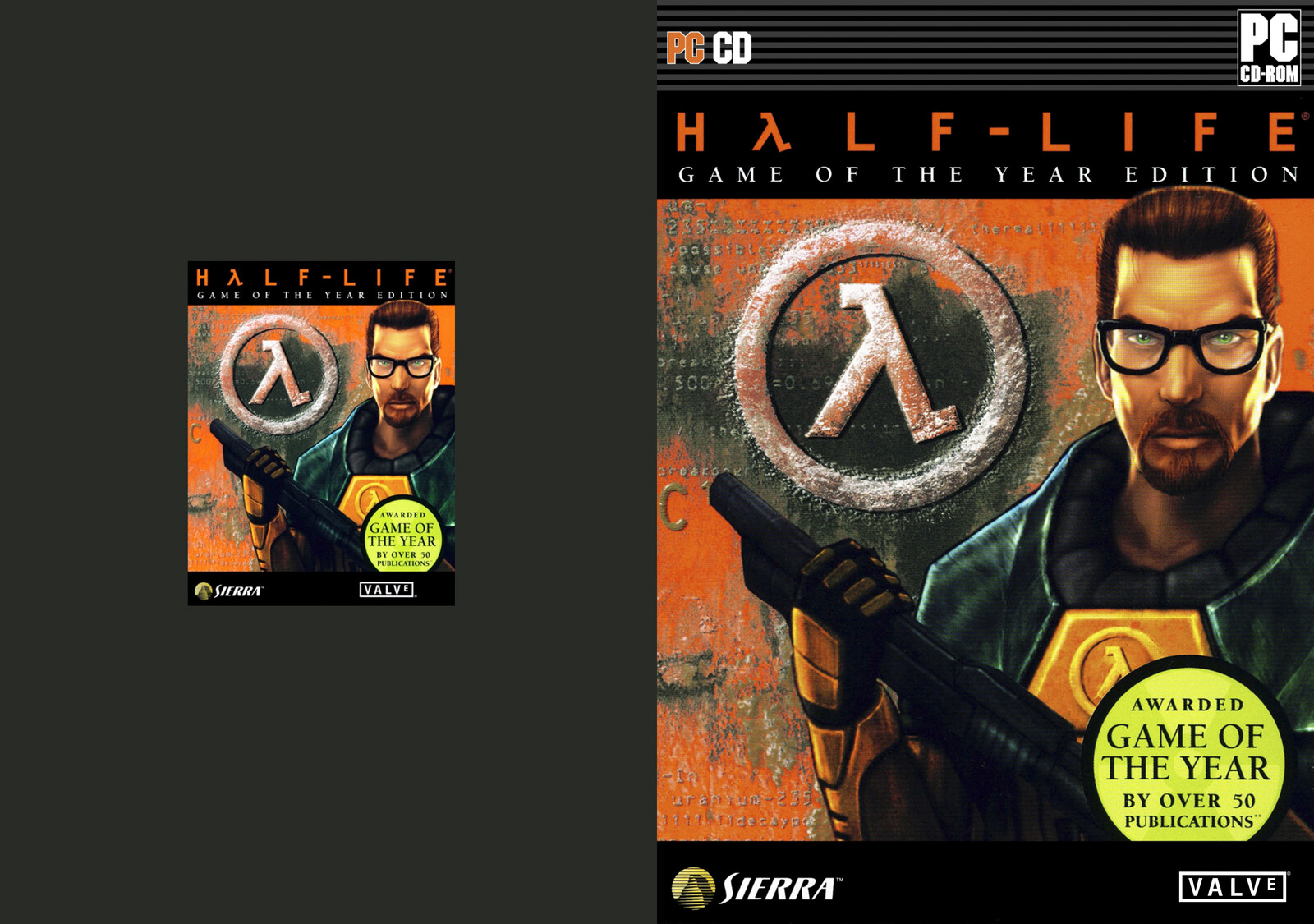 Half-Life GOTY (original scan cover vs. retouched)