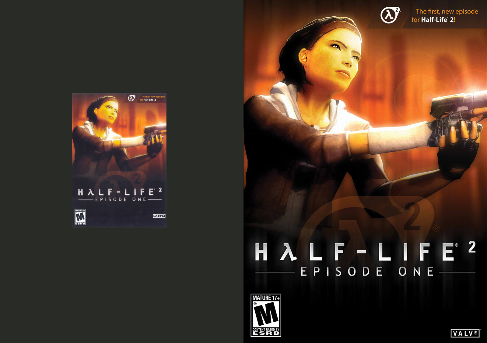 Half-Life 2: Episode One (original scan cover vs. retouched)