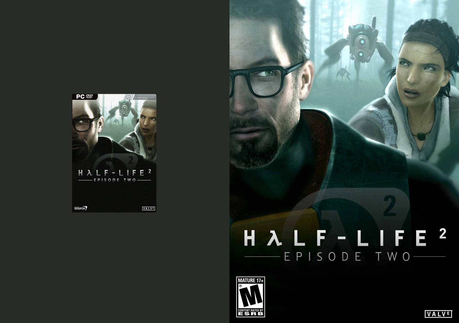 Half-Life 2: Episode Two (original scan cover vs. retouched)