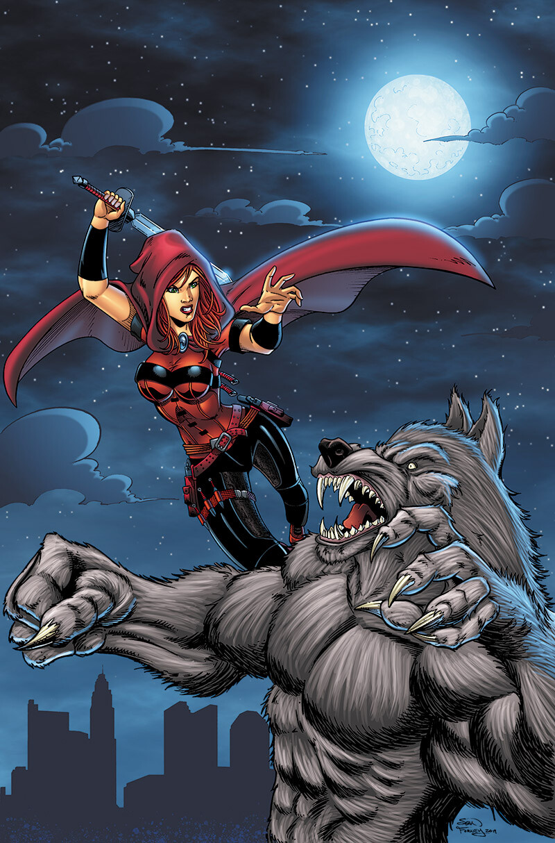 Scarlet Huntress vs a werewolf 

Pencils, inks, and colors by Sean Forney 
