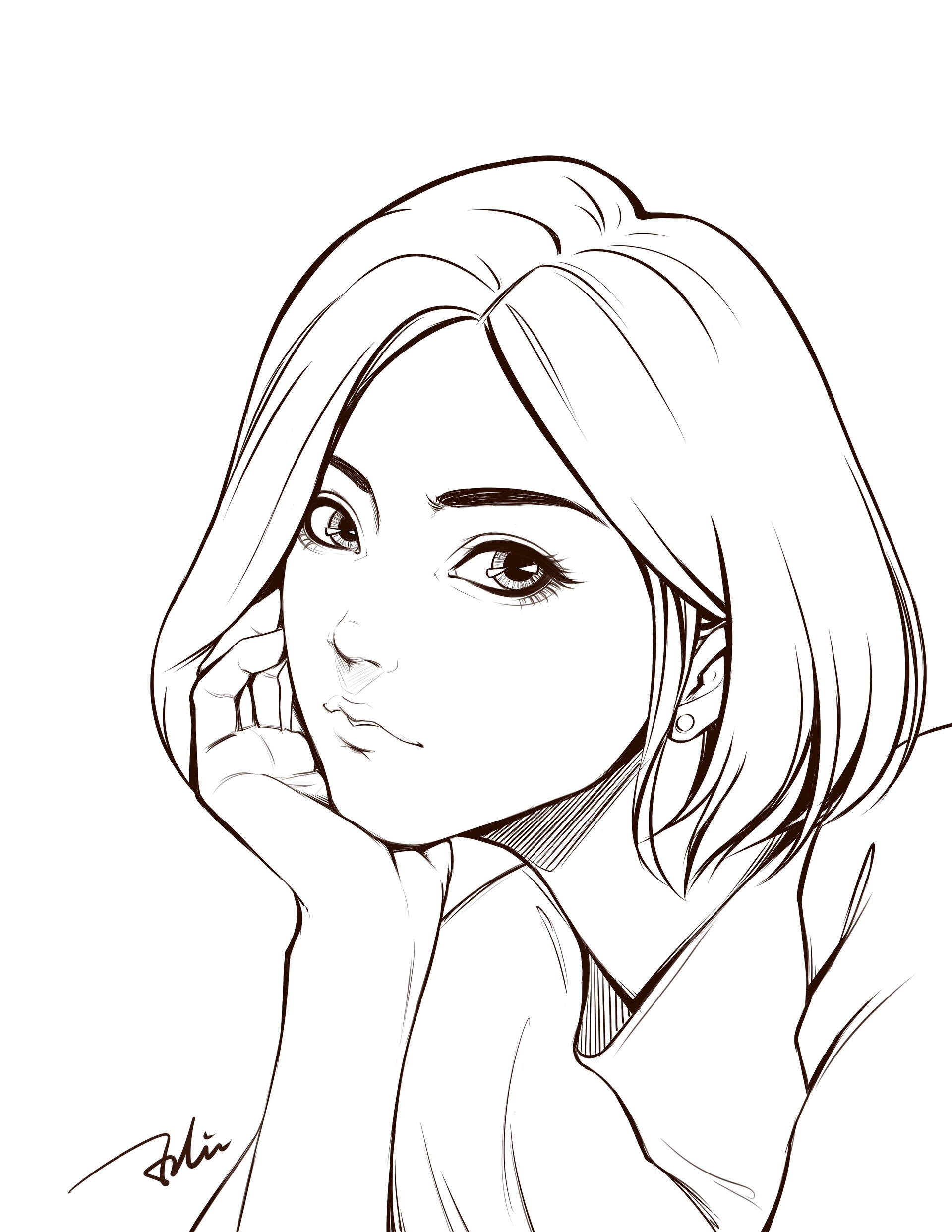 Tingzuo Liu - Repaint short hair beauty, image size:1920x2485