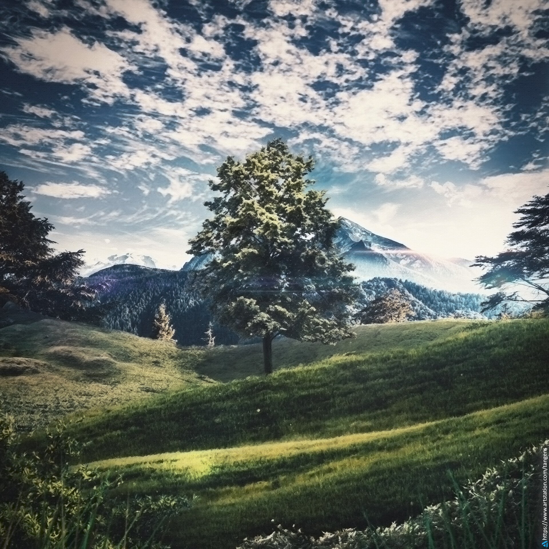 ArtStation - Alone tree