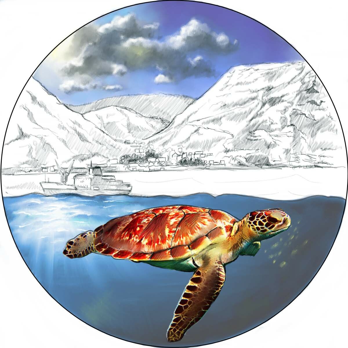 WIldlife illustration for printed coin
