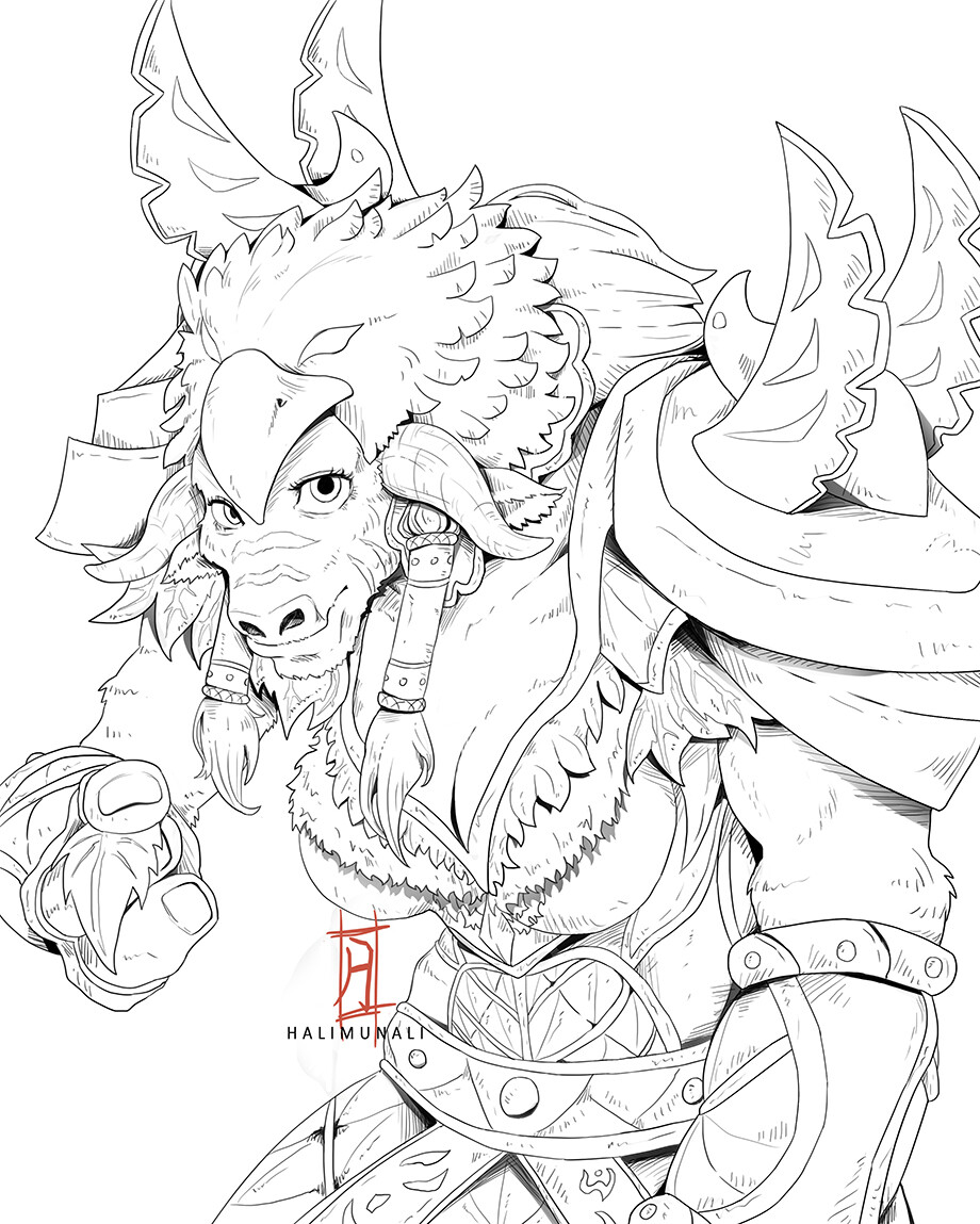 Kemonomancer - Warcraft Female Tauren Druid Fanart By Halimunali