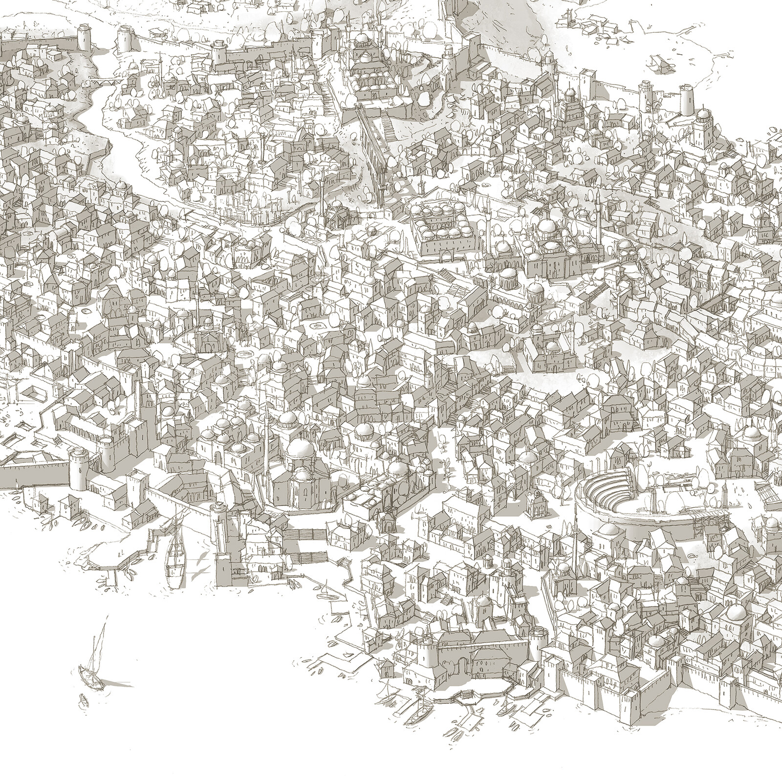 Linedrawing + shadows Constantinople