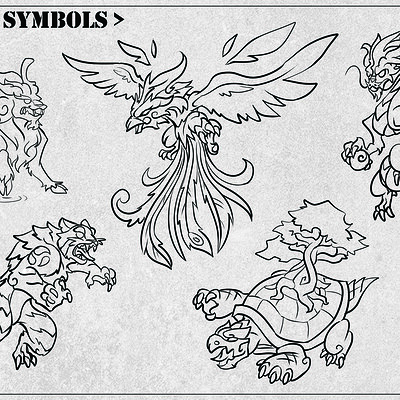 Vinfang onkyu ho flash tattoo sheets 5 symbols