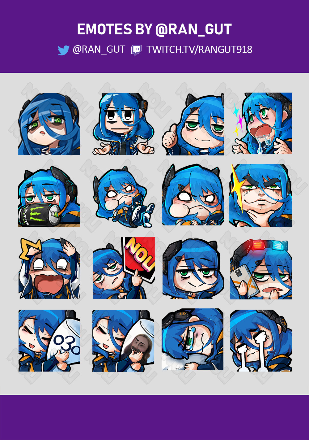 Artstation Twitch Emotes Collection 01 Ran Gut