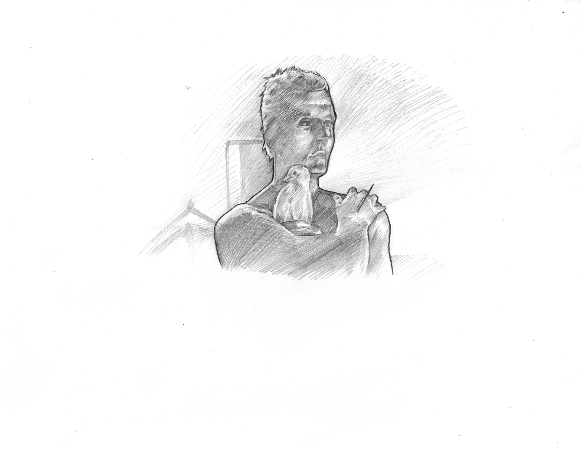 A sanguine Conte crayon study I did of Deckard years back. : r/bladerunner