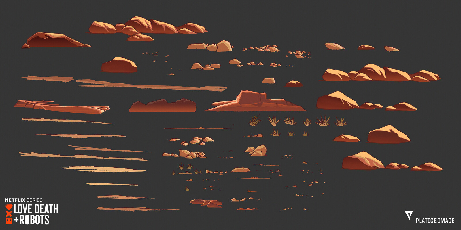 Some of the additional desert assets that were used in various shots.