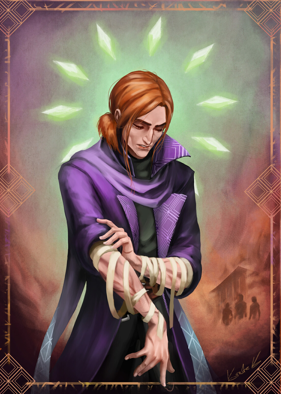 Caleb takes off the bandages on his arms to reveal the marks of his past