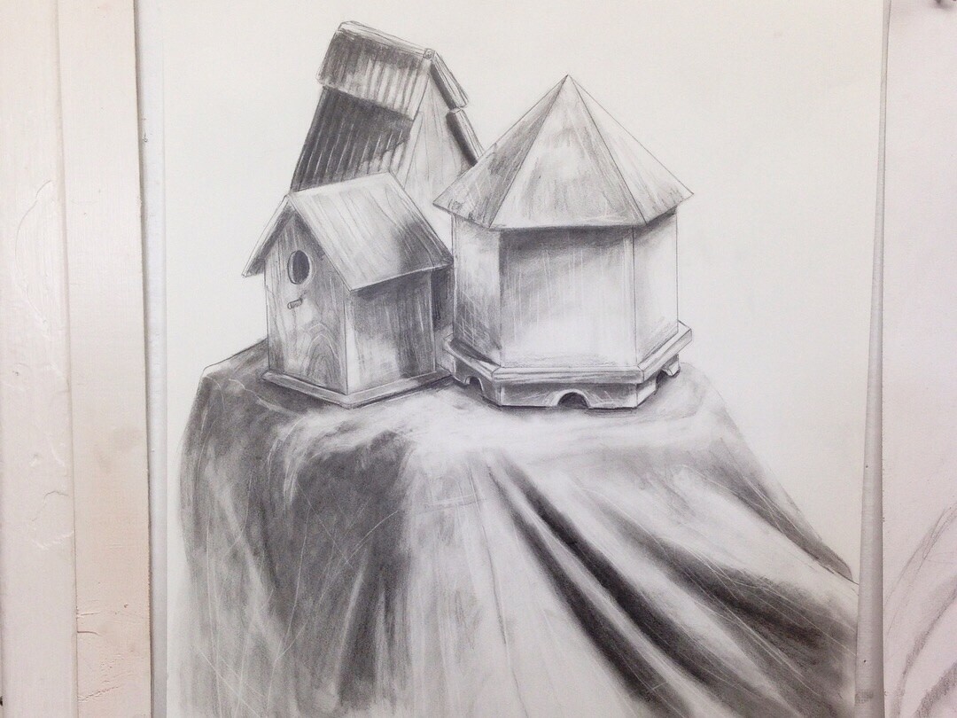 “Birdhouses” - graphite still life