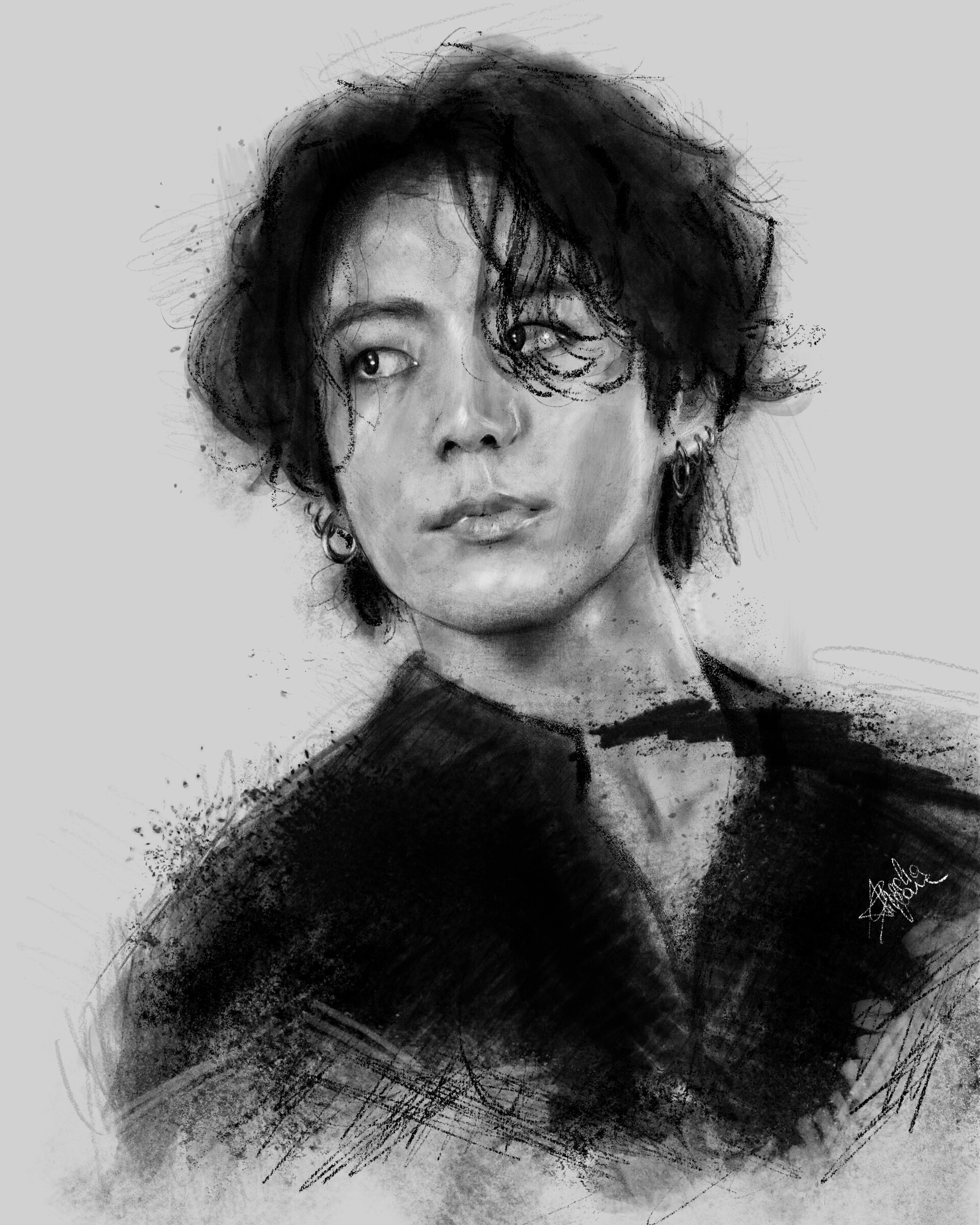 >Artstation Jungkook Digital Portrait Angelica Galeone