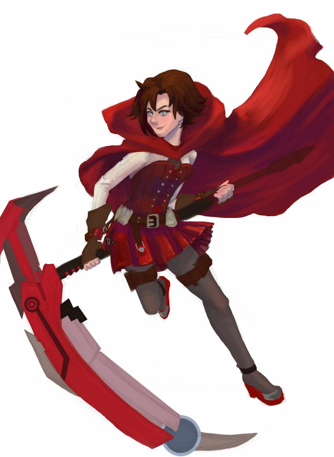 working up light and shadow. The cape fabric folds and turns took some editing. 