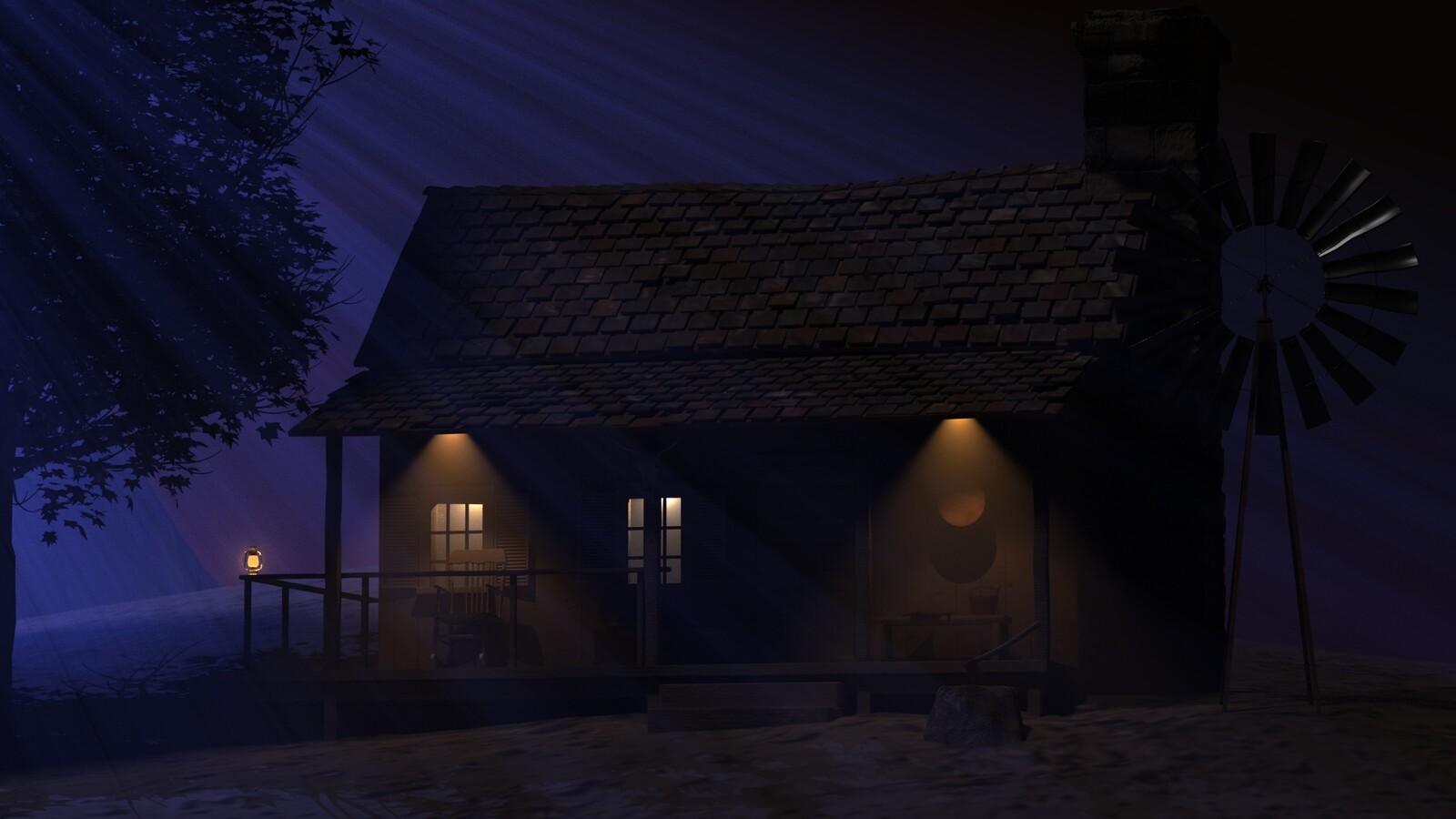 Close up on the cabin, lighting and texturing project