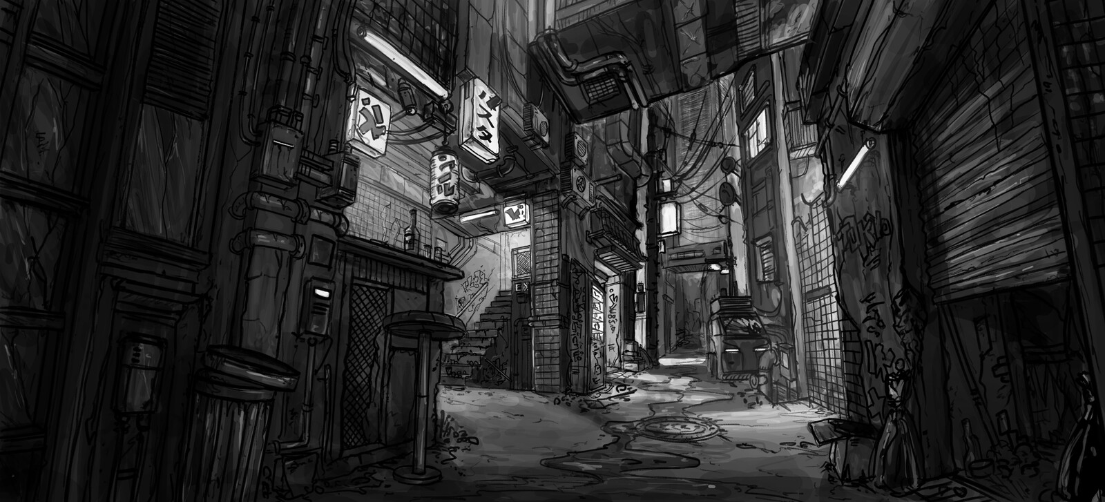 Artstation Cyberpunk Street Concept Art Stefan Djukic Cd projekt red's newest rpg is slated to release. cyberpunk street concept art stefan djukic