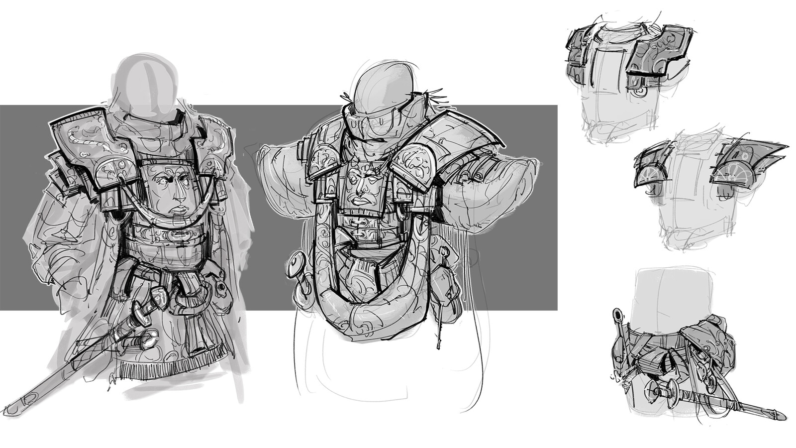 Different variations for the final armor. It ended up being some kind of mix of these two.