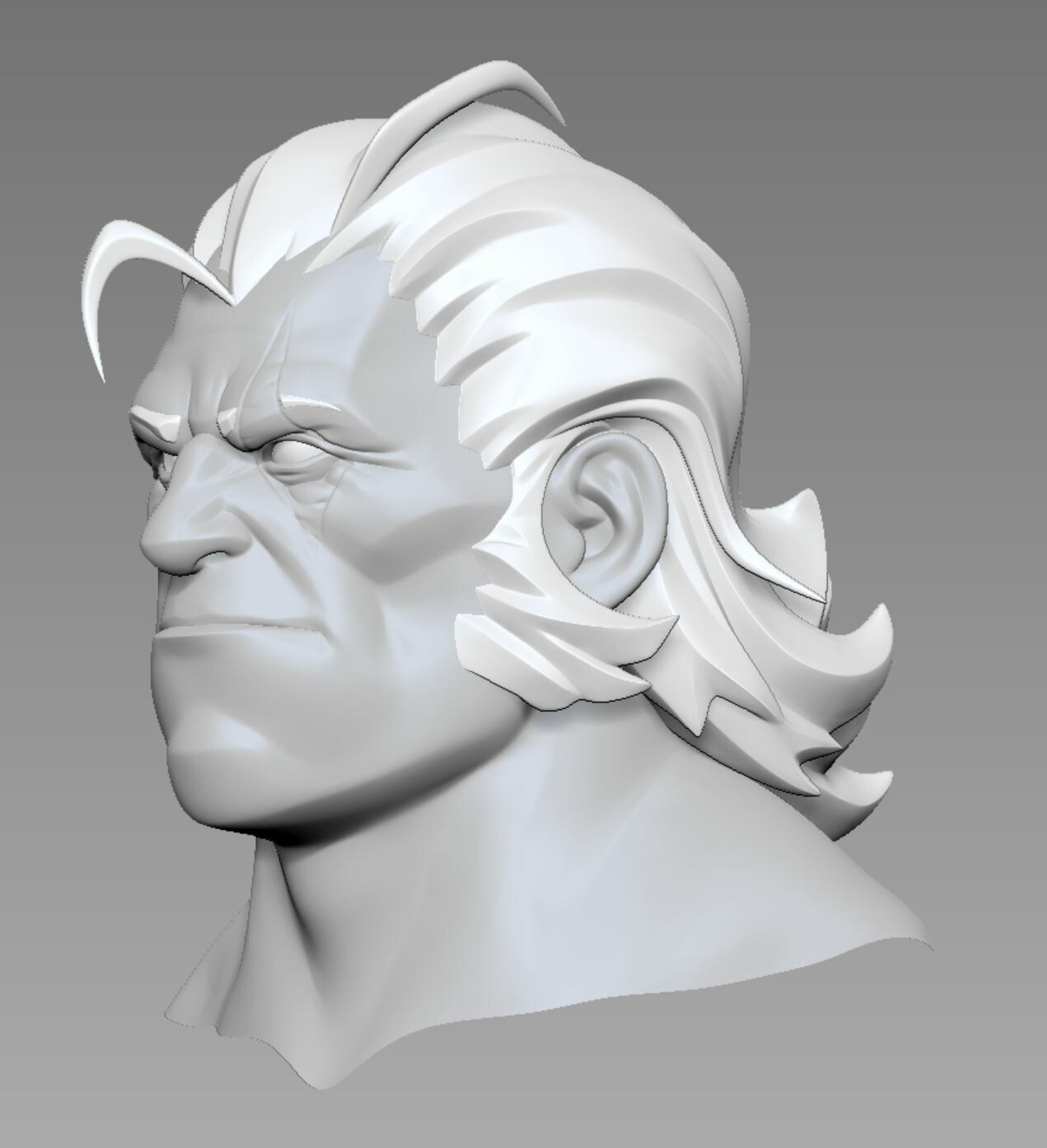 Even if the beard and mustache hide most of his face, I wanted it to look good and make sense. I used the younger Reinhardt as reference
