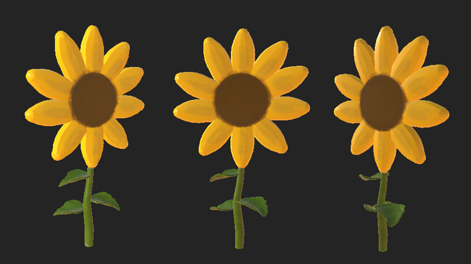 I modeled, textured, rigged and animated this sunflower. The sunflower would wilt once the player passed by it. 
