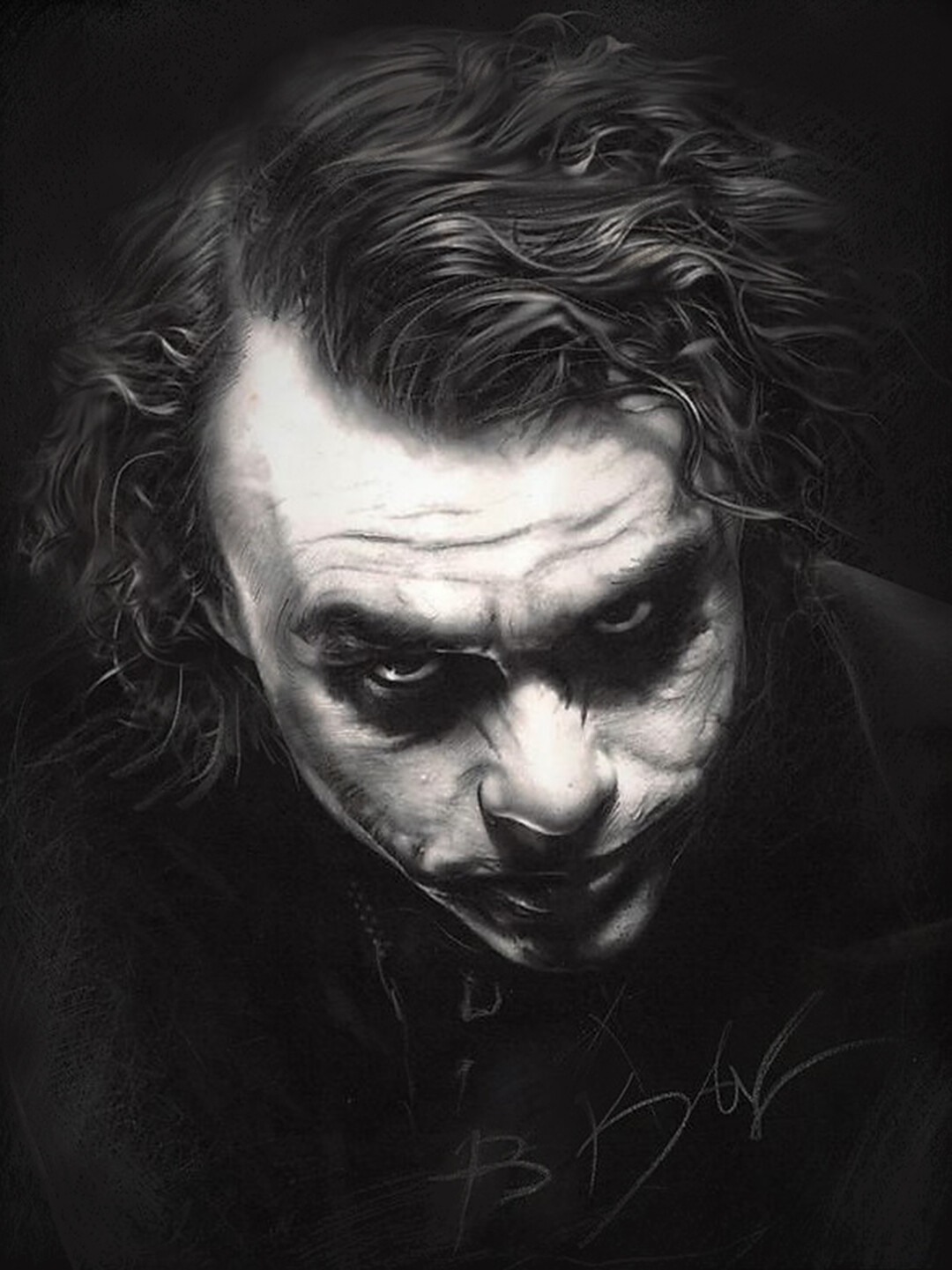 ArtStation - joker '' Heath Ledger ''charcoal drawing,