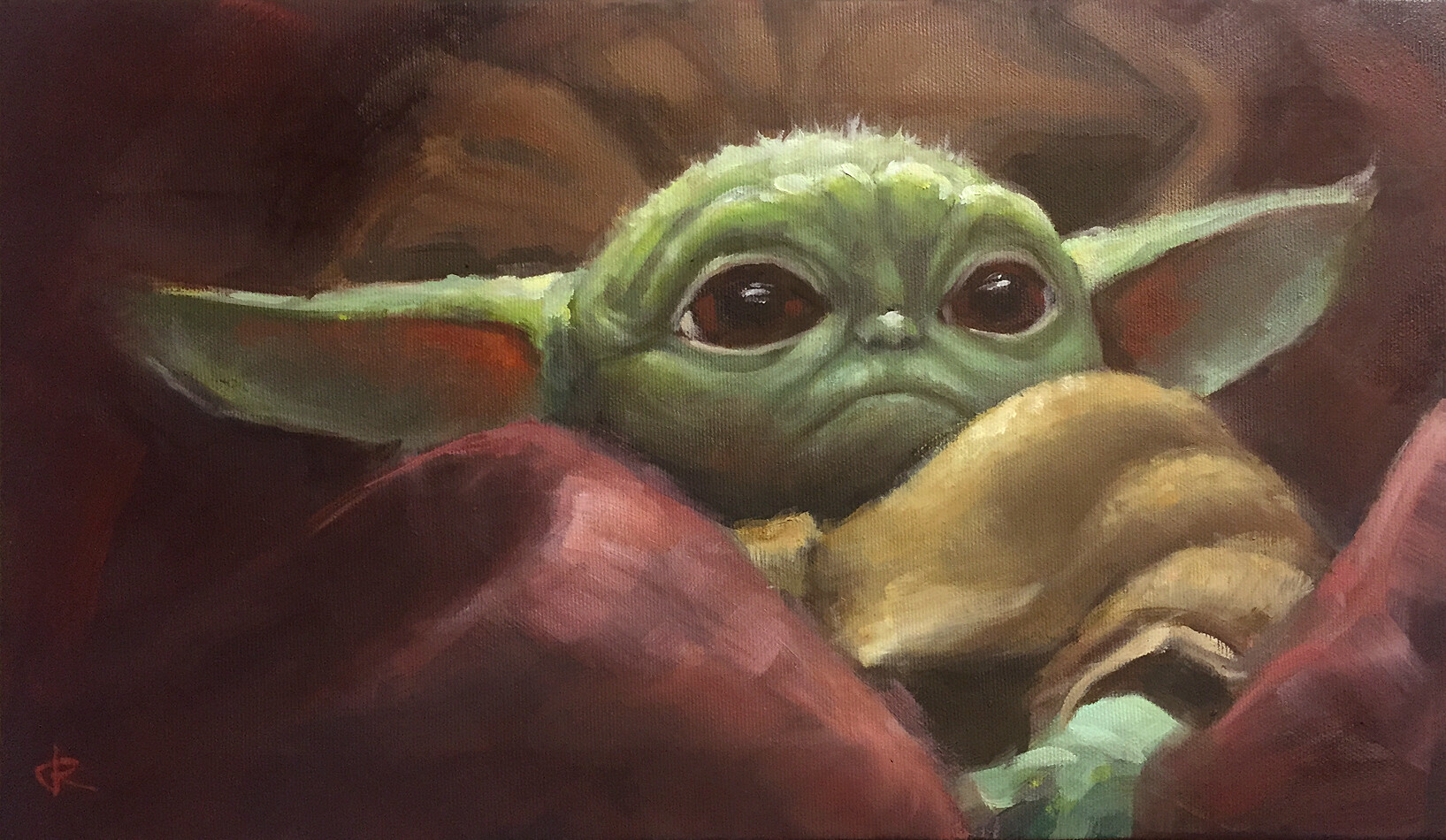 ArtStation - Baby Yoda oil painting
