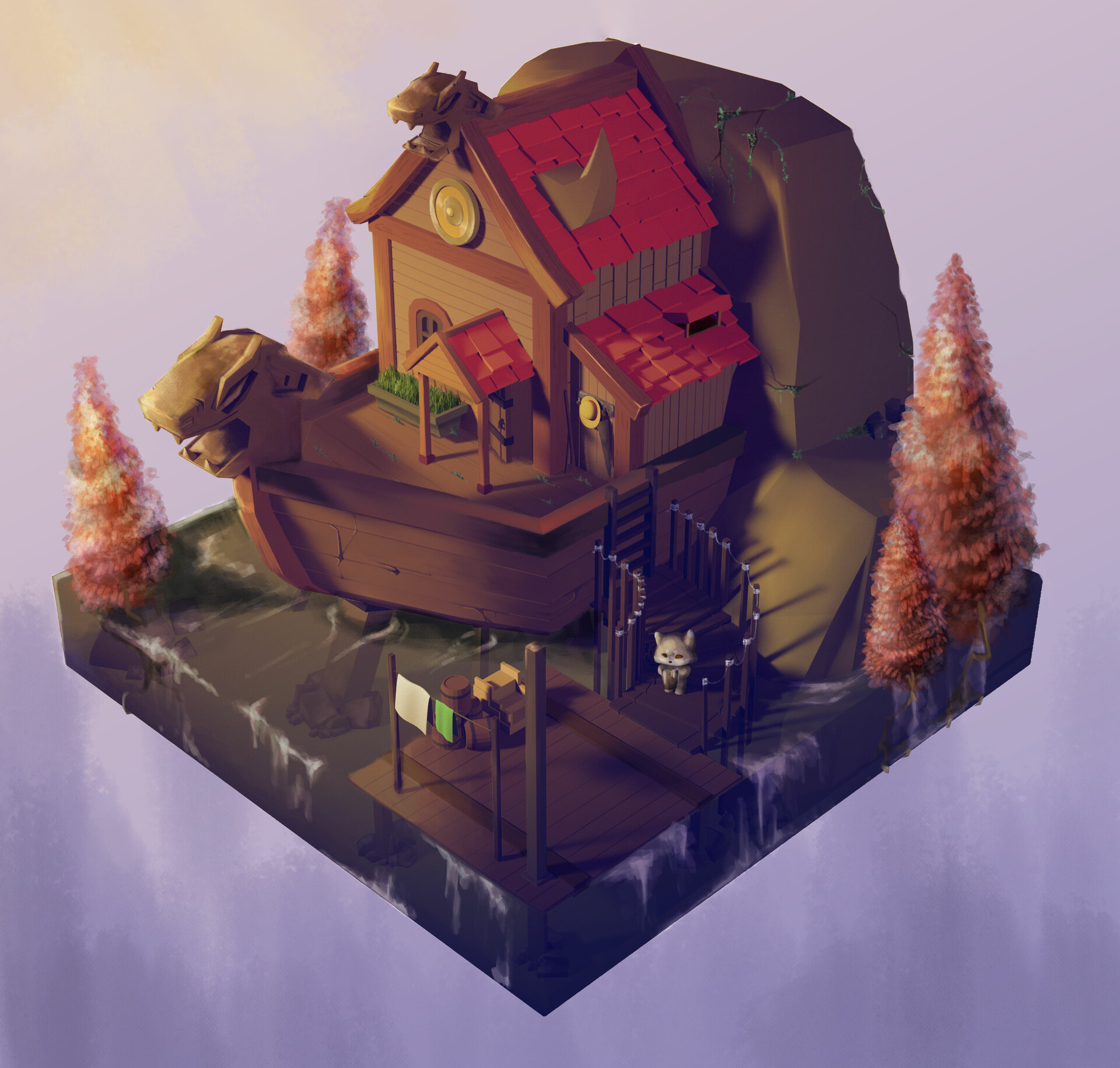 Artstation Isometric 3d House Painting Charlotte Tan