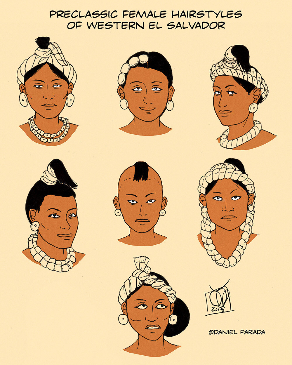 Daniel Parada Preclassic female salvadoran hairstyles