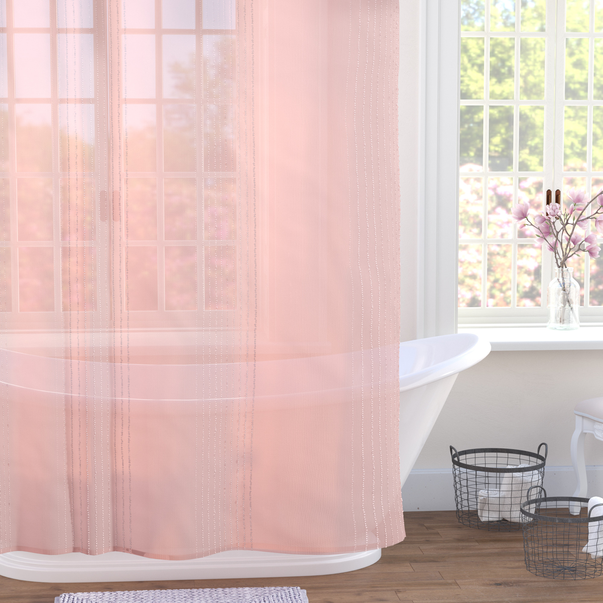 In this image I did lighting and rendering, and created the material and model for the shower curtain.