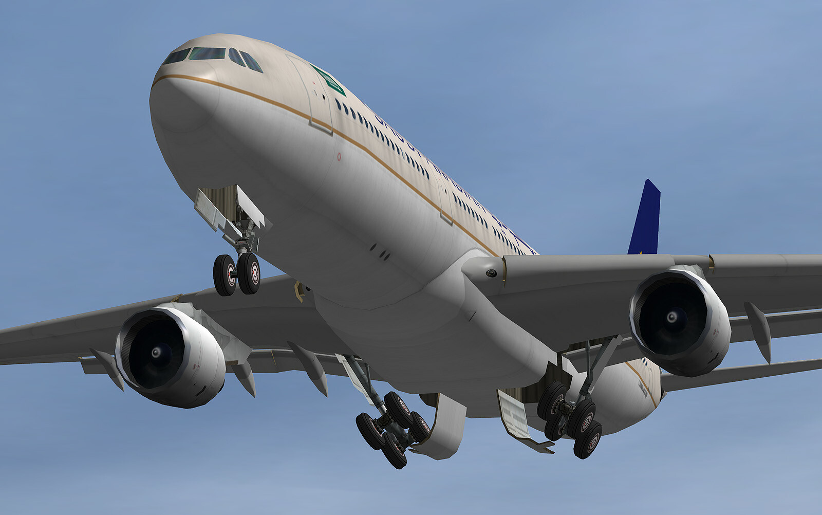 Low poly Saudi Airlines Airbus A330, full articulation in all control surfaces