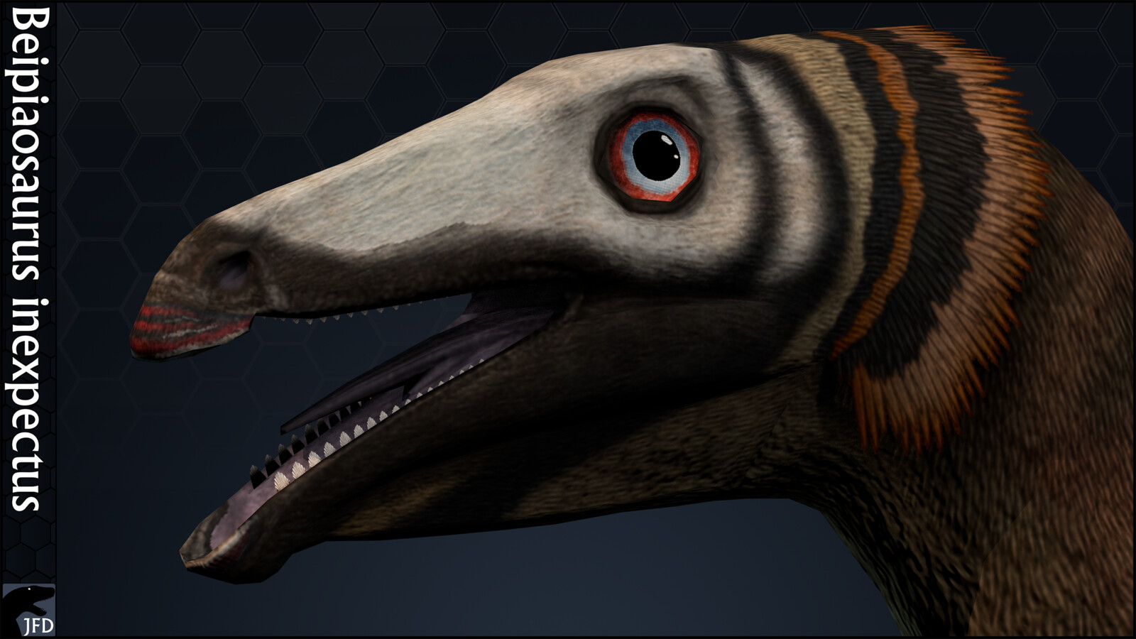 Beipiaosaurus inexpectus head full render.