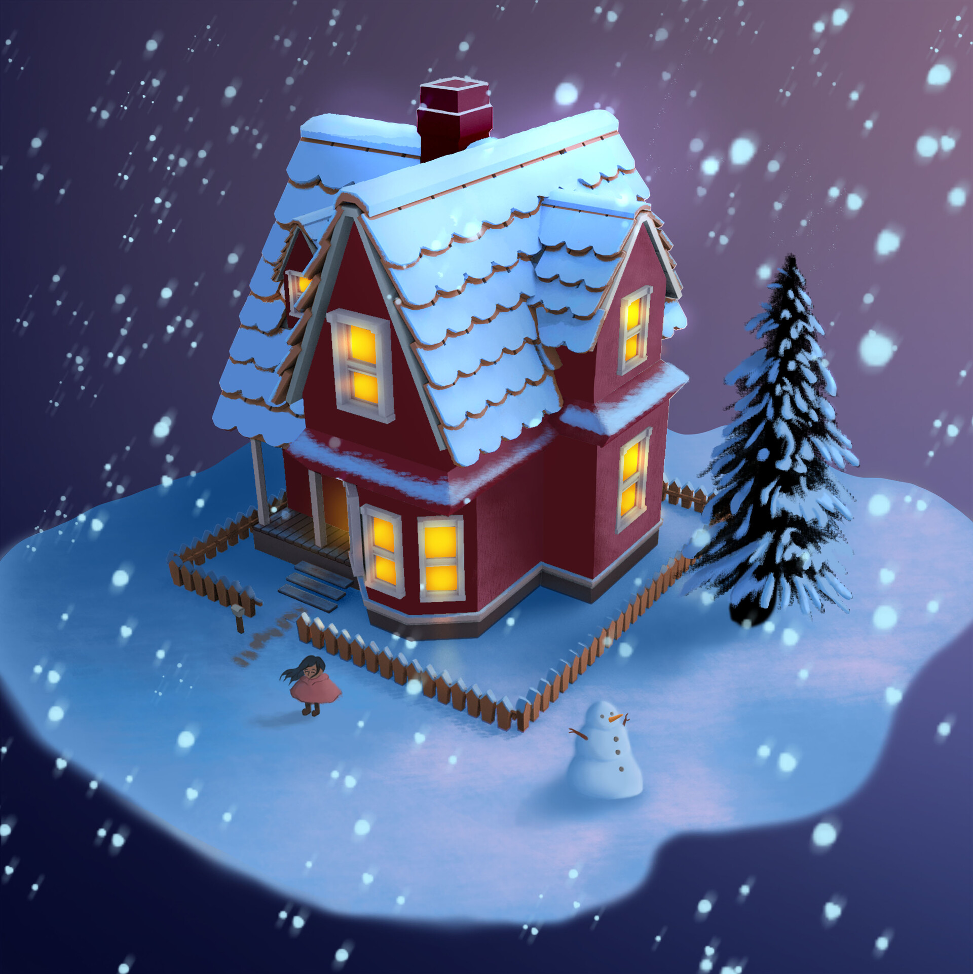 Artstation Isometric House Digital Painting Alicia Lim