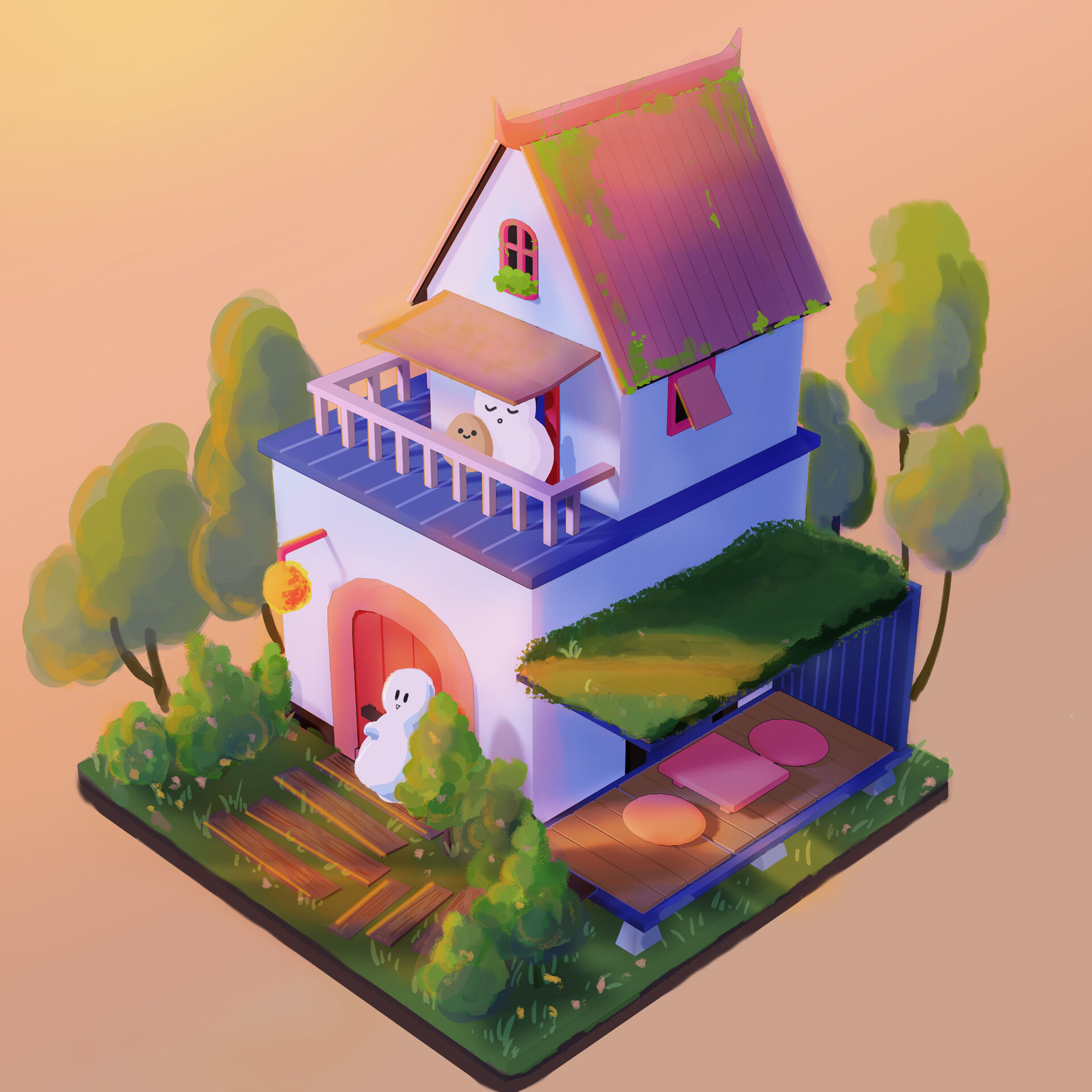 Artstation Isometric 3d House Digital Painting Li Jinxia