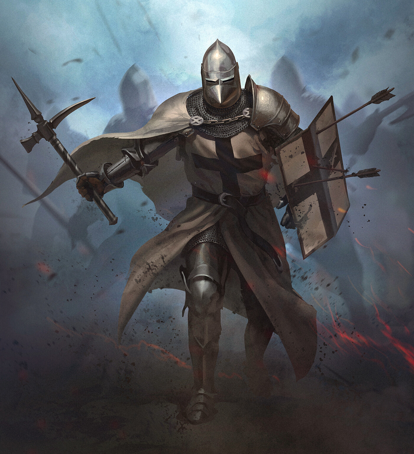 Medieval knight crusader vintage shield armor kingdom of heaven w/ star design 