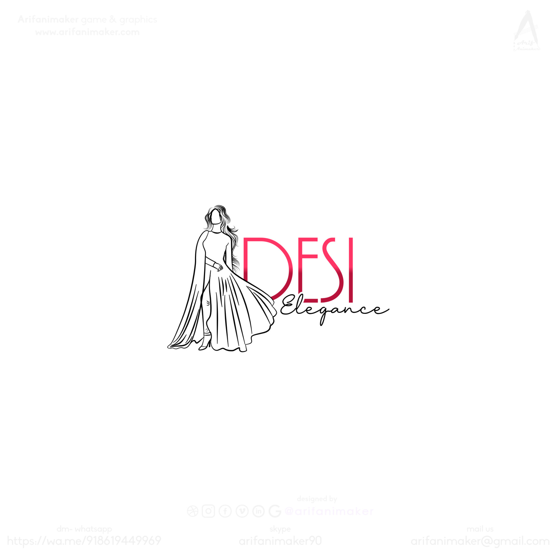 Mohammad Arif Desi Elegance Female Clothing Logo Design