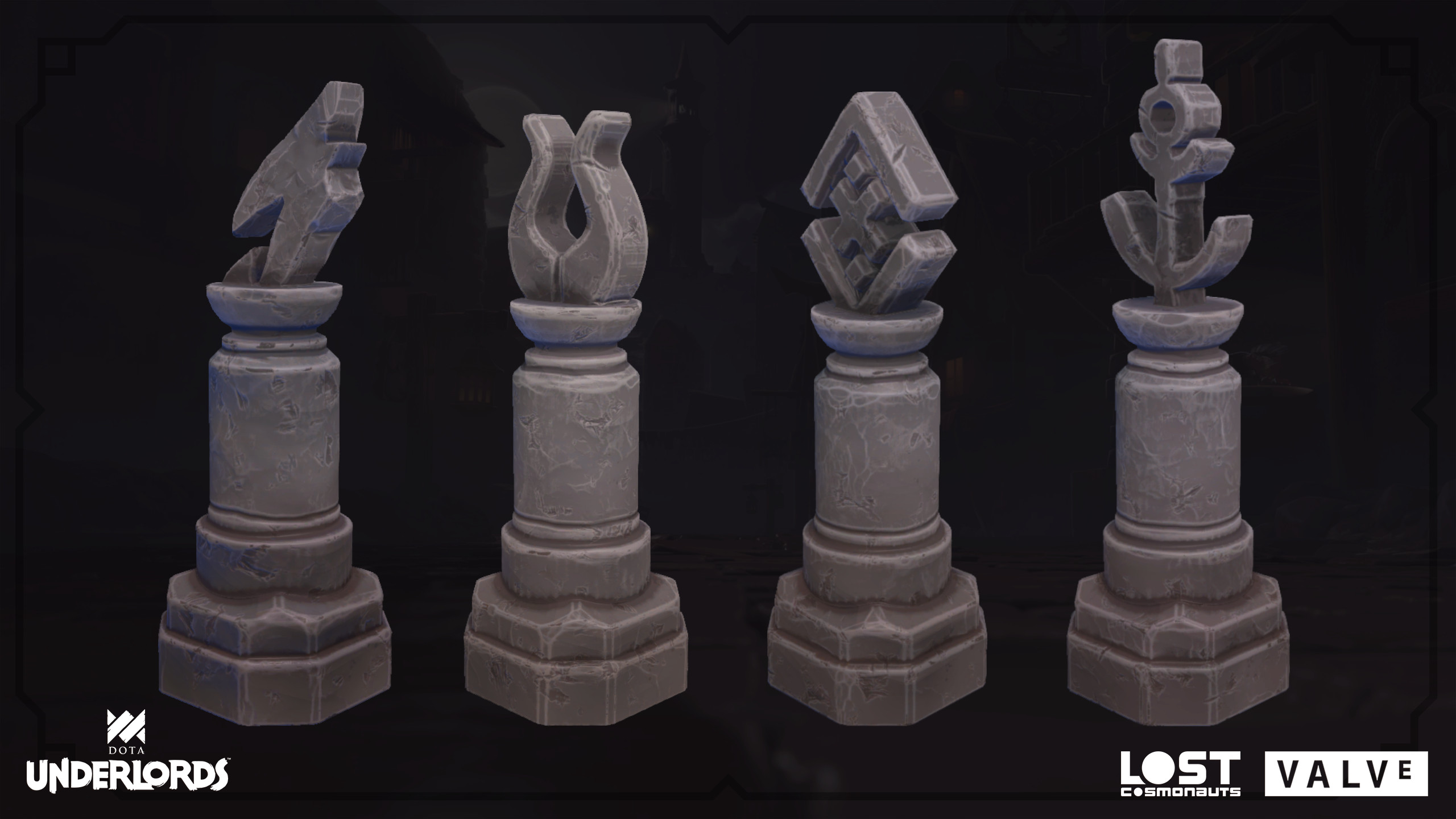 Underlord Markers
Design by Alfred Khamidullin.
Modeling by Alfred Khamidullin and Me.
Sculpting by Denis Varchulik and Me.
Texturing by Me.