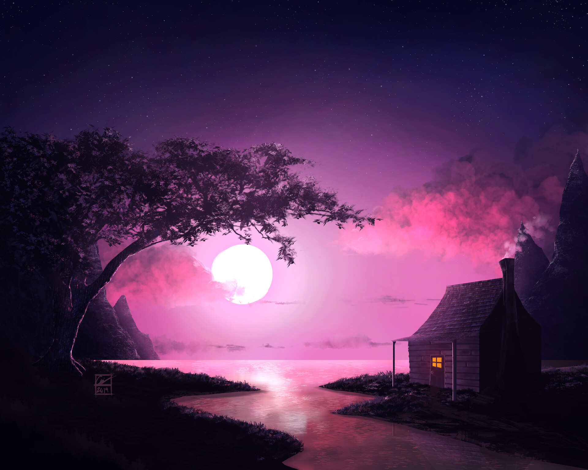 ArtStation - Purple Sunset